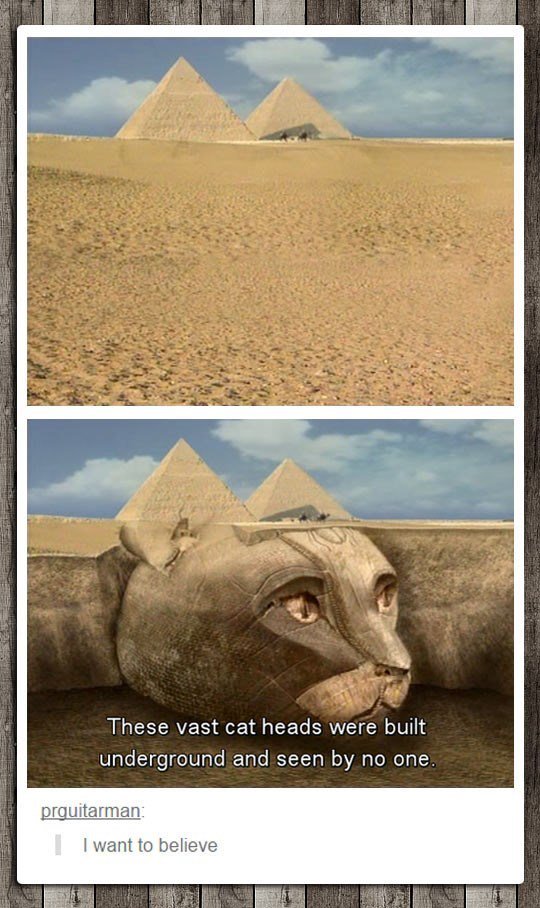 These vast cat heads were built underground andiseen by no one