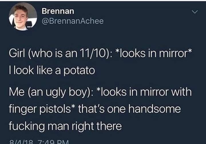 Brennan v b BrennanAchee Girl who is an 1110 looks in mirror llele dCE Nelo 1 10 Y CHETaNUTeYA o10Y B oTe SHIaNaalI fe W1ia finger pistols thats one handsome fucking man right there QIAINNS 7 A0 DA