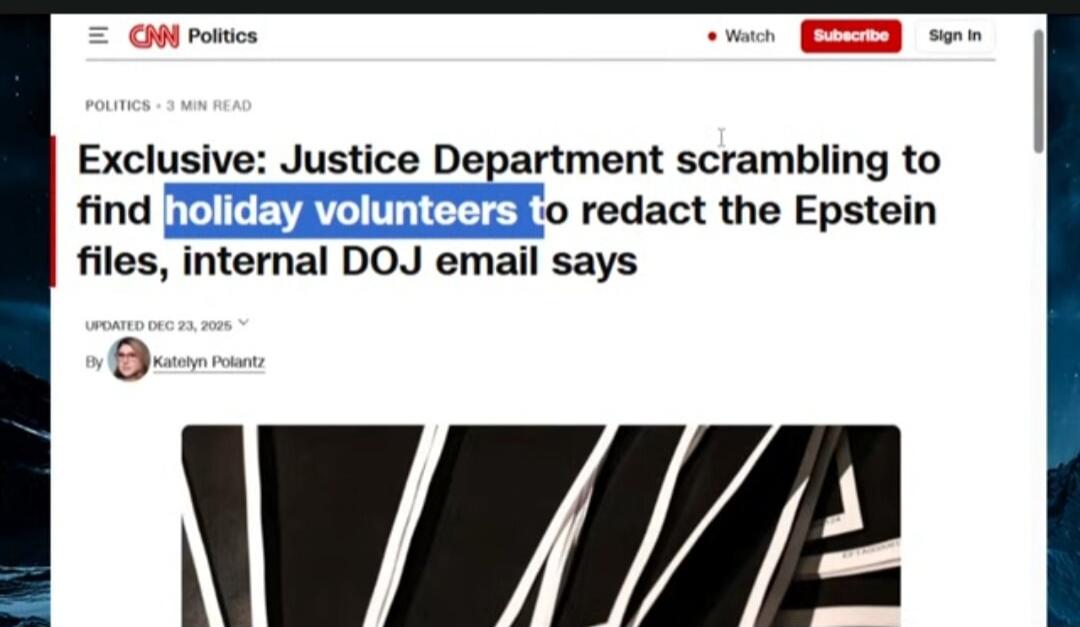 Exclusive: Justice Department scrambling to find holiday volunteers to redact the Epstein files, internal DOJ email says