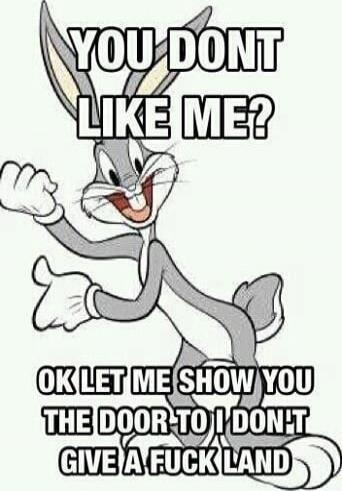 YOU DONT LIKE ME? OK LET ME SHOW YOU THE DOOR TO I DONT GIVE A FUCK LAND