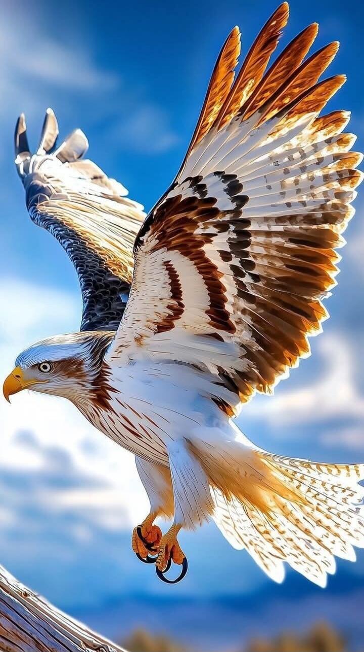 A majestic eagle in flight with outstretched wings.