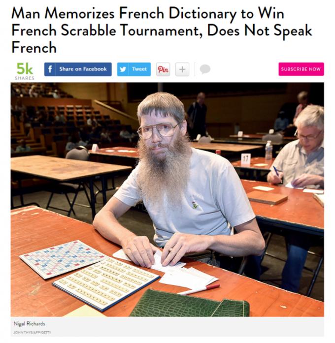 Man Memorizes French Dictionary to Win French Scrabble Tournament Does Not Speak French sk