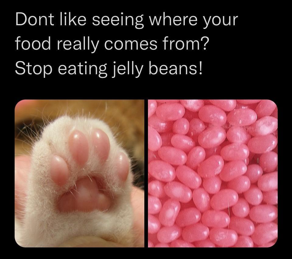 Dont like seeing where your food really comes from Stop eating jelly beans