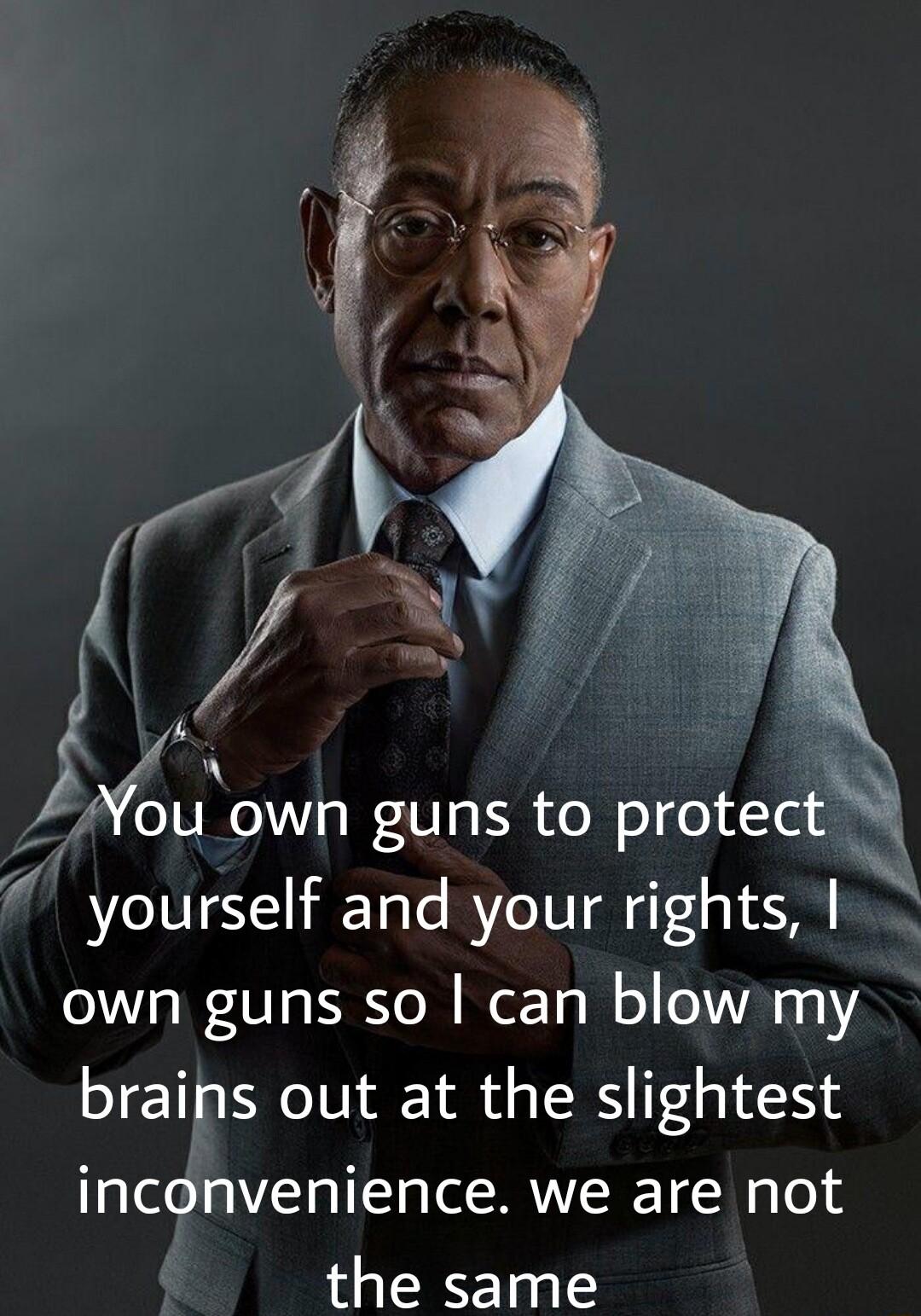 Vgu o Vg Vs I o protecti yourself and your rights own guns so can blow my brains out at the slightest inconvenience we are not the same