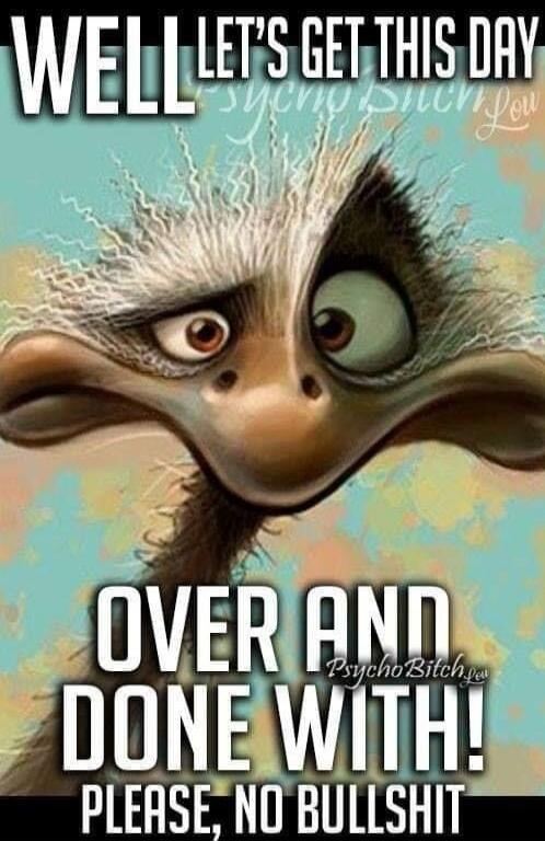 WELL LET'S GET THIS DAY OVER AND DONE WITH! PLEASE, NO BULLSHIT