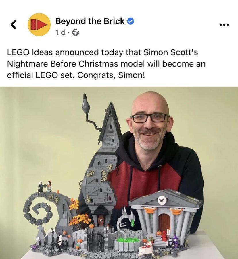 p Beyond the Brick B o LEGO Ideas announced today that Simon Scotts Nightmare Before Christmas model will become an official LEGO set Congrats Simon