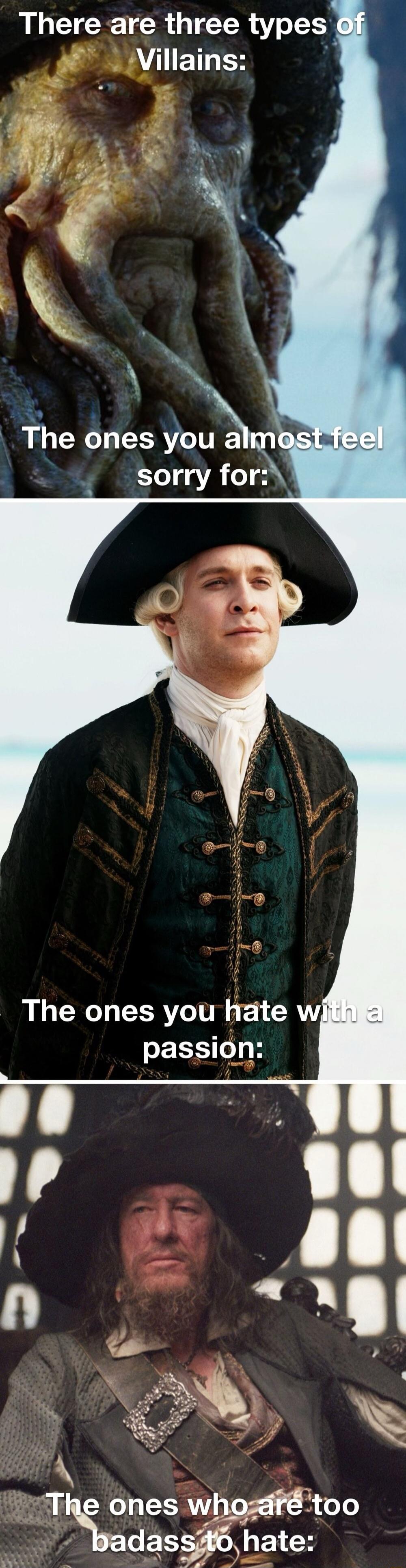 There are three types of Villains: The ones you almost feel sorry for: The ones you hate with a passion: The ones who are too badass to hate: