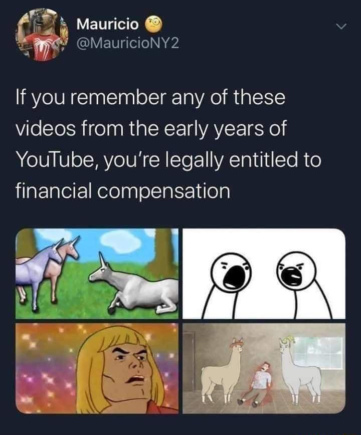 L 503 PRLYCL T W I VENISeIN S If you remember any of these videos from the early years of YouTube youre legally entitled to financial compensation EXN