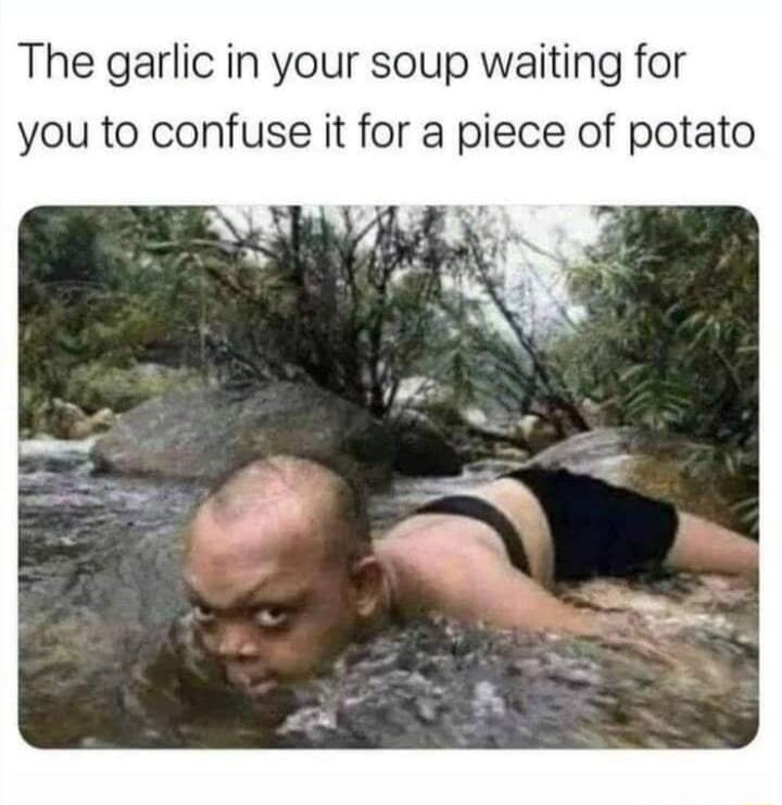 The garlic in your soup waiting for you to confuse it for a piece of potato