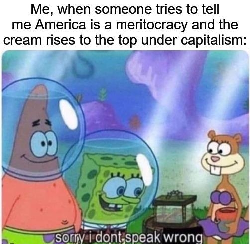 Me when someone tries to tell me America is a meritocracy and the cream rises to the top under capitalism SolEL QMo Ty
