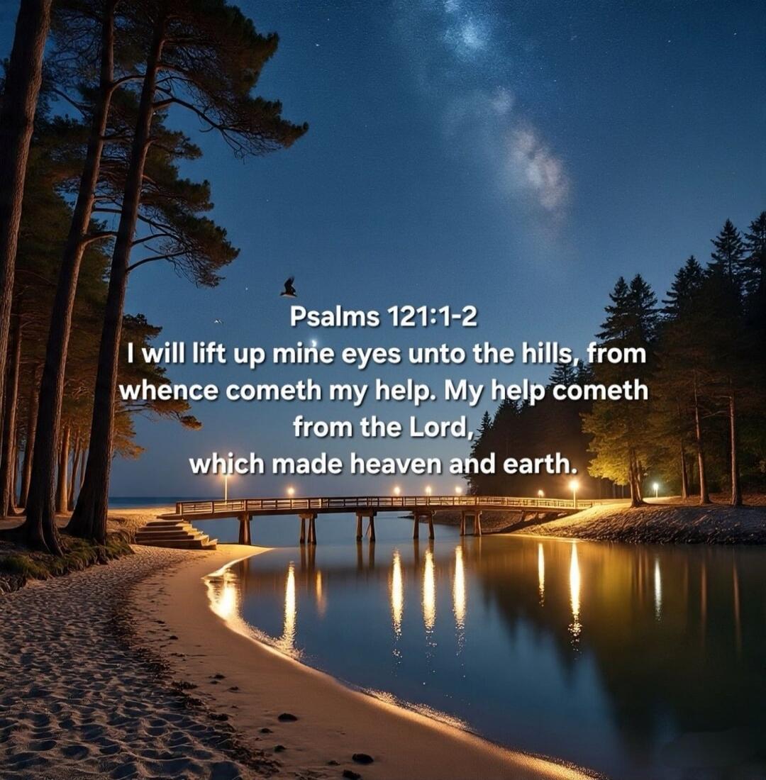 Psalms 121:1-2 I will lift up mine eyes unto the hills, from whence cometh my help. My help cometh from the Lord, which made heaven and earth.