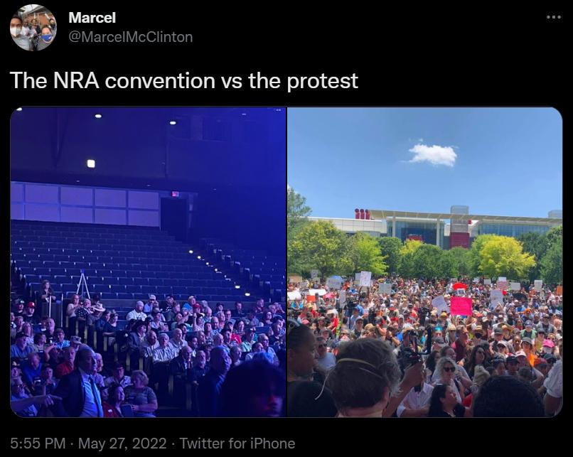 G Marcel VETE Videlich The NRA convention vs the protest 555 PM May 27 2022 Twitter for iPhone