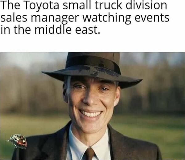 e Toyota small truck division sales manager watching events in the middle east