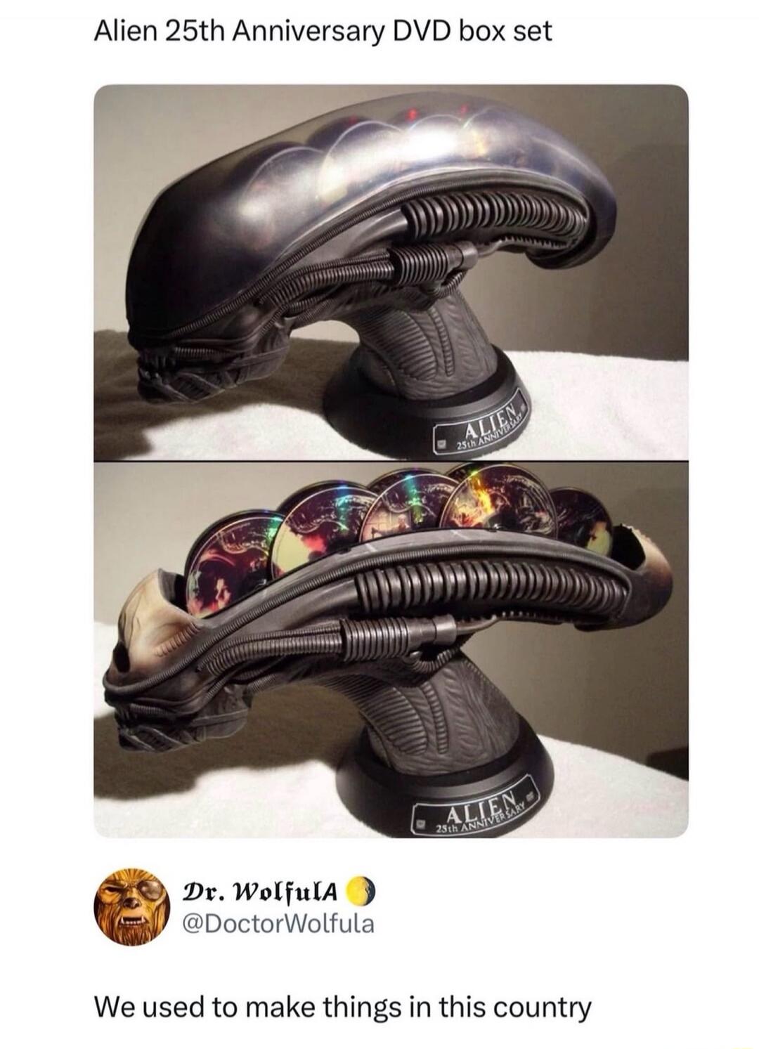 Alien 25th Anniversary DVD box set\n\nWe used to make things in this country