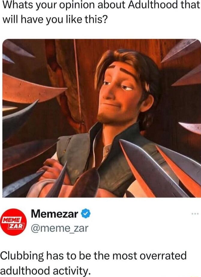 Whats your opinion about Adulthood that will have you like this Memezar Y meme zar Clubbing has to be the most overrated adulthood activity