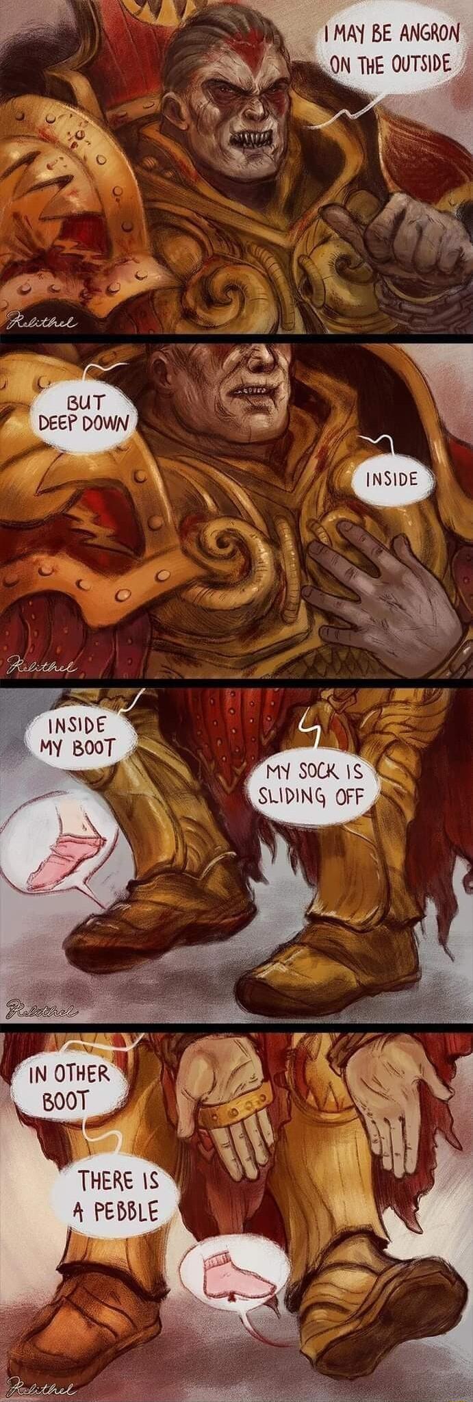 g Y b I MAY BE ANGRON ON THE QUTSIDE BUT P DEEP DOWN INSIDE MY BOOT THERE 1S A PEBBLE