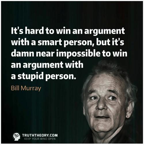 Y BTG R AT ET T T T with a smart person butits damn near impossible to win an argument with a stupid person Bill Murray g TRUTHTHEORYCOM