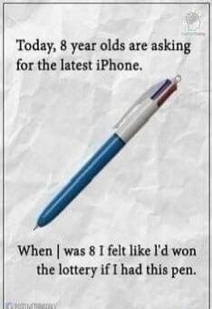 Today, 8 year olds are asking for the latest iPhone. When I was 8 I felt like I'd won the lottery if I had this pen.