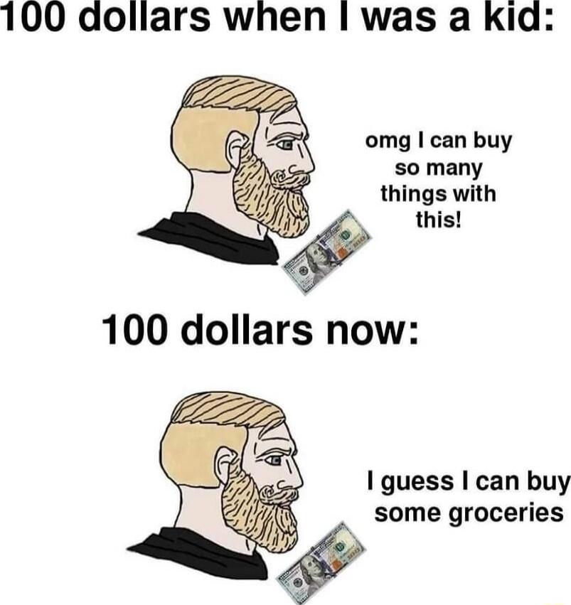100 aollars when was a Kid omg can buy so many things with this I guess can buy some groceries