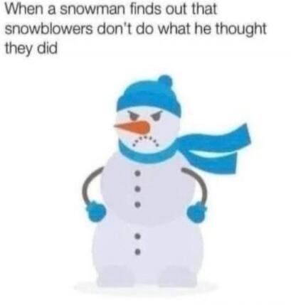 When a snowman finds out that snowblowers don't do what he thought they did