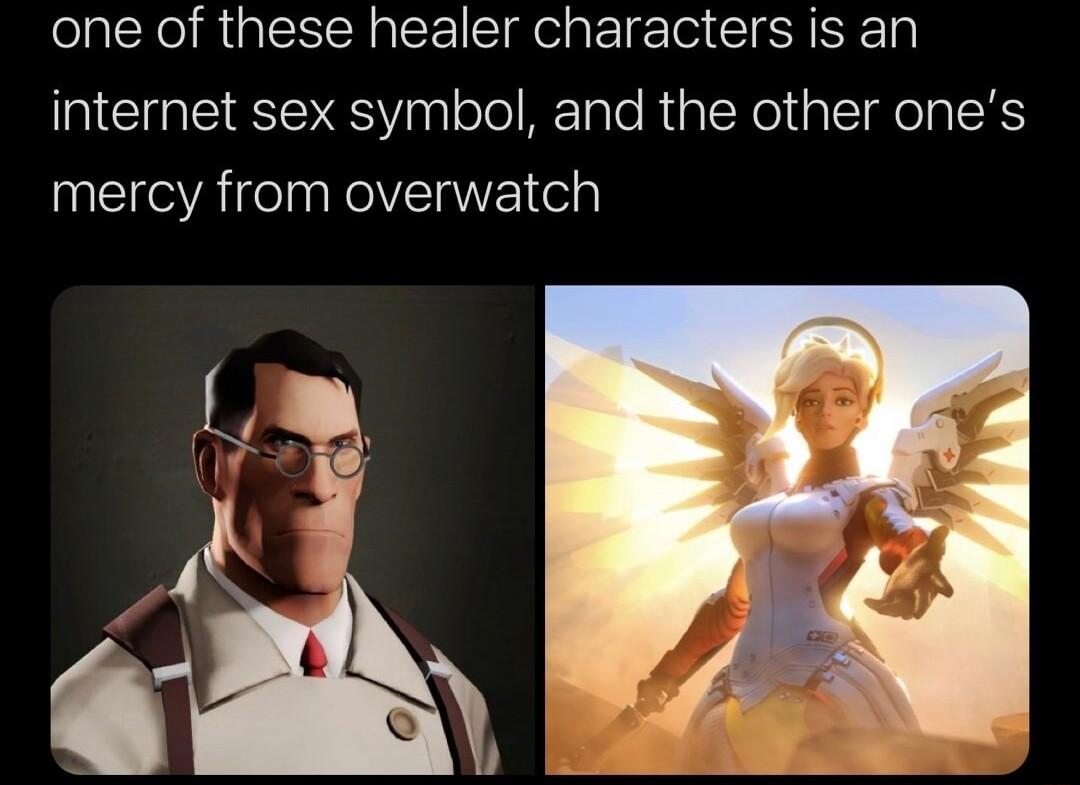 one of these healer characters is an internet sex symbol and the other ones mercy from overwatch