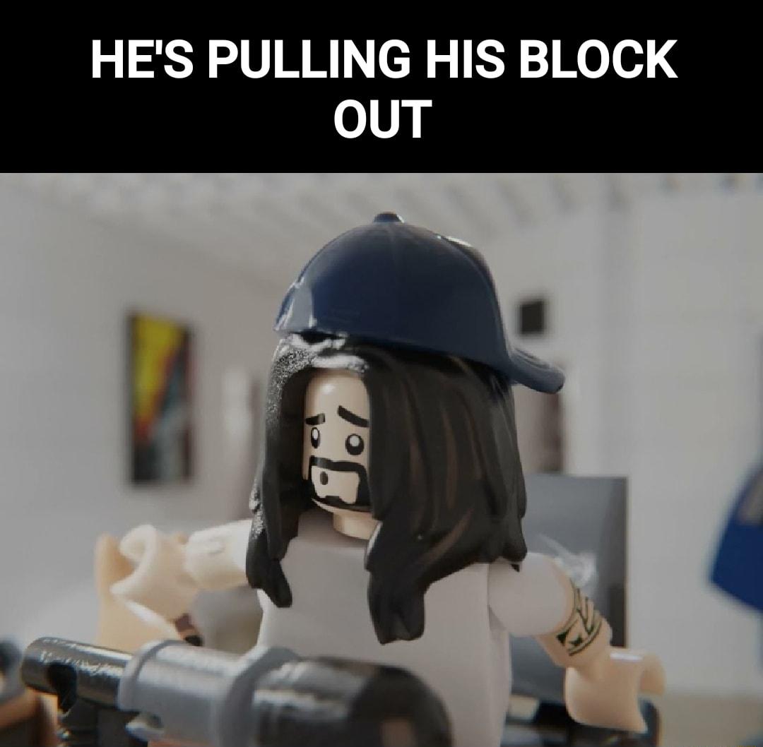 HES PULLING HIS BLOCK ouT