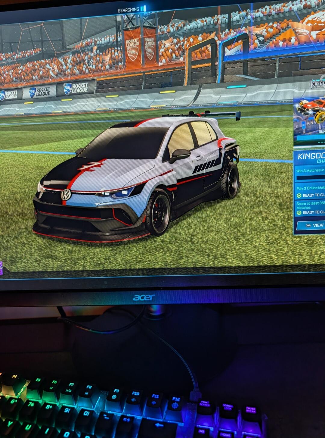 SEARCHING ROCKET LEAGUE KINGDOM CHALLENGES Win 3 Matches in online Play 3 Online Matches READY TO CLAIM Score at least 350 points in Matches VIEW REWARDS acer