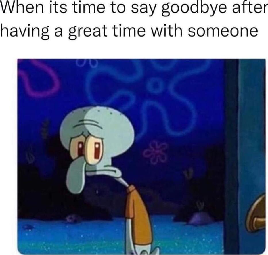 When its time to say goodbye afte having a great time with someone