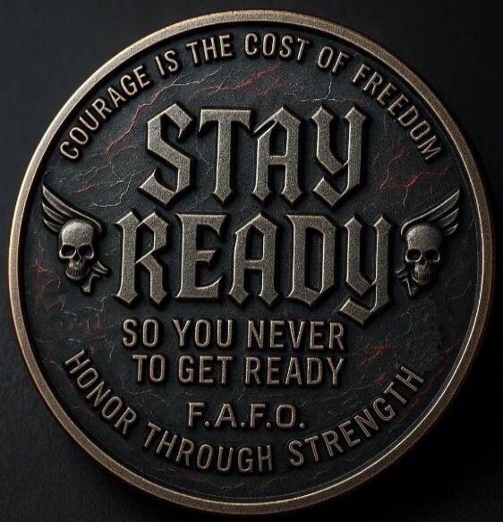 COURAGE IS THE COST OF FREEDOM
STAY READY
SO YOU NEVER TO GET READY
F.A.F.O.
HONOR THROUGH STRENGTH