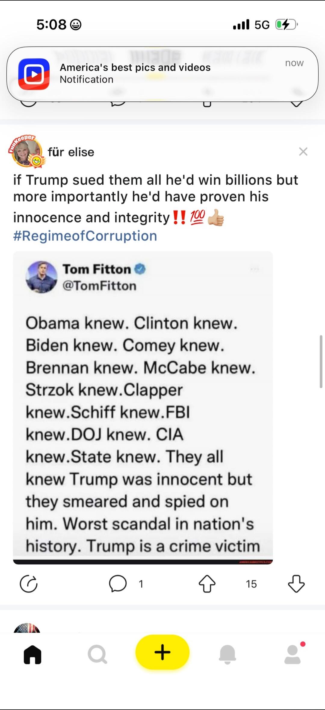 if Trump sued them all he'd win billions but more importantly he'd have proven his innocence and integrity !! 💯 #RegimeOfCorruption. Tom Fitton @TomFitton: Obama knew. Clinton knew. Biden knew. Comey knew. Brennan knew. McCabe knew. Strzok knew. Clapper knew. Schiff knew. FBI knew. DOJ knew. CIA knew. State knew. They all knew Trump was innocent bu