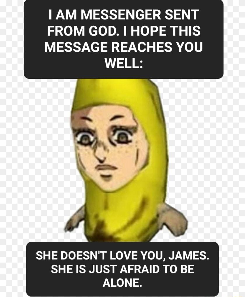 AM MESSENGER SENT FROM GOD HOPE THIS MESSAGE REACHES YOU WELL SHE DOESNT LOVE YOU JAMES SHE IS JUST AFRAID TO BE ALONE