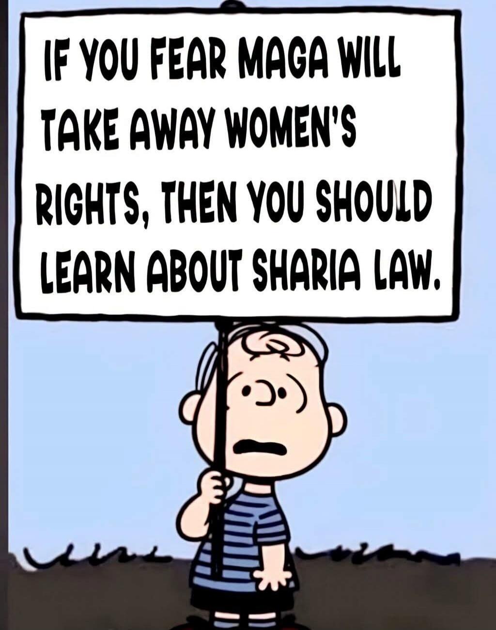 IF YOU FEAR MAGA WILL TAKE AWAY WOMEN'S RIGHTS, THEN YOU SHOULD LEARN ABOUT SHARIA LAW.