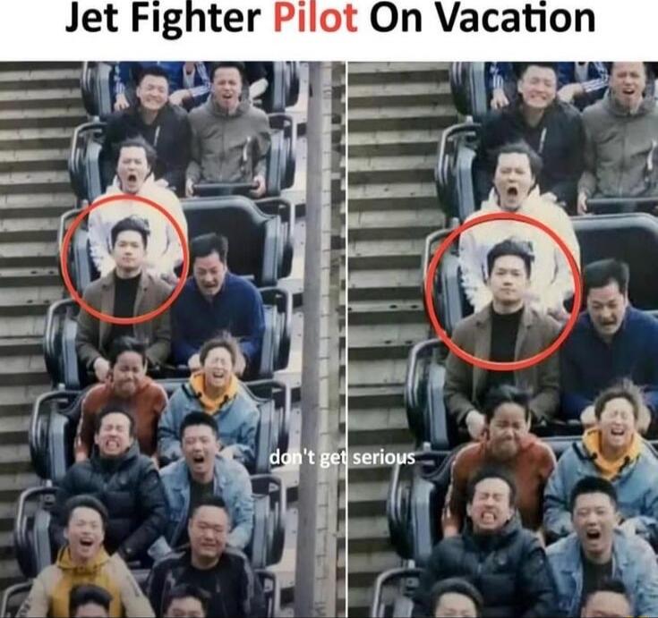 Jet Fighter Pilot On Vacation; don't get serious