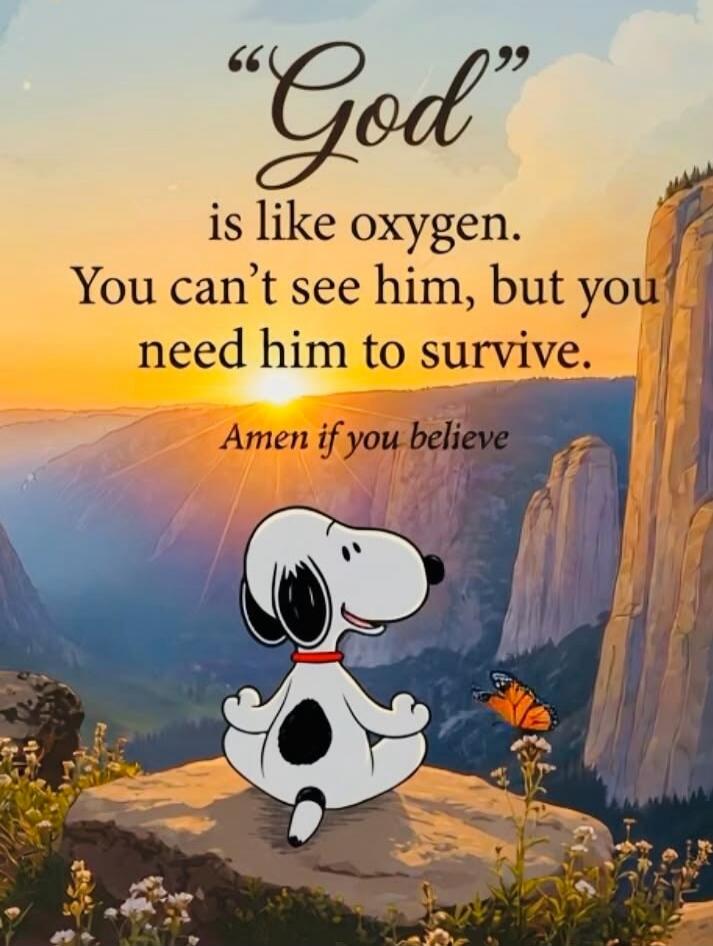 God is like oxygen. You can't see him, but you need him to survive. Amen if you believe