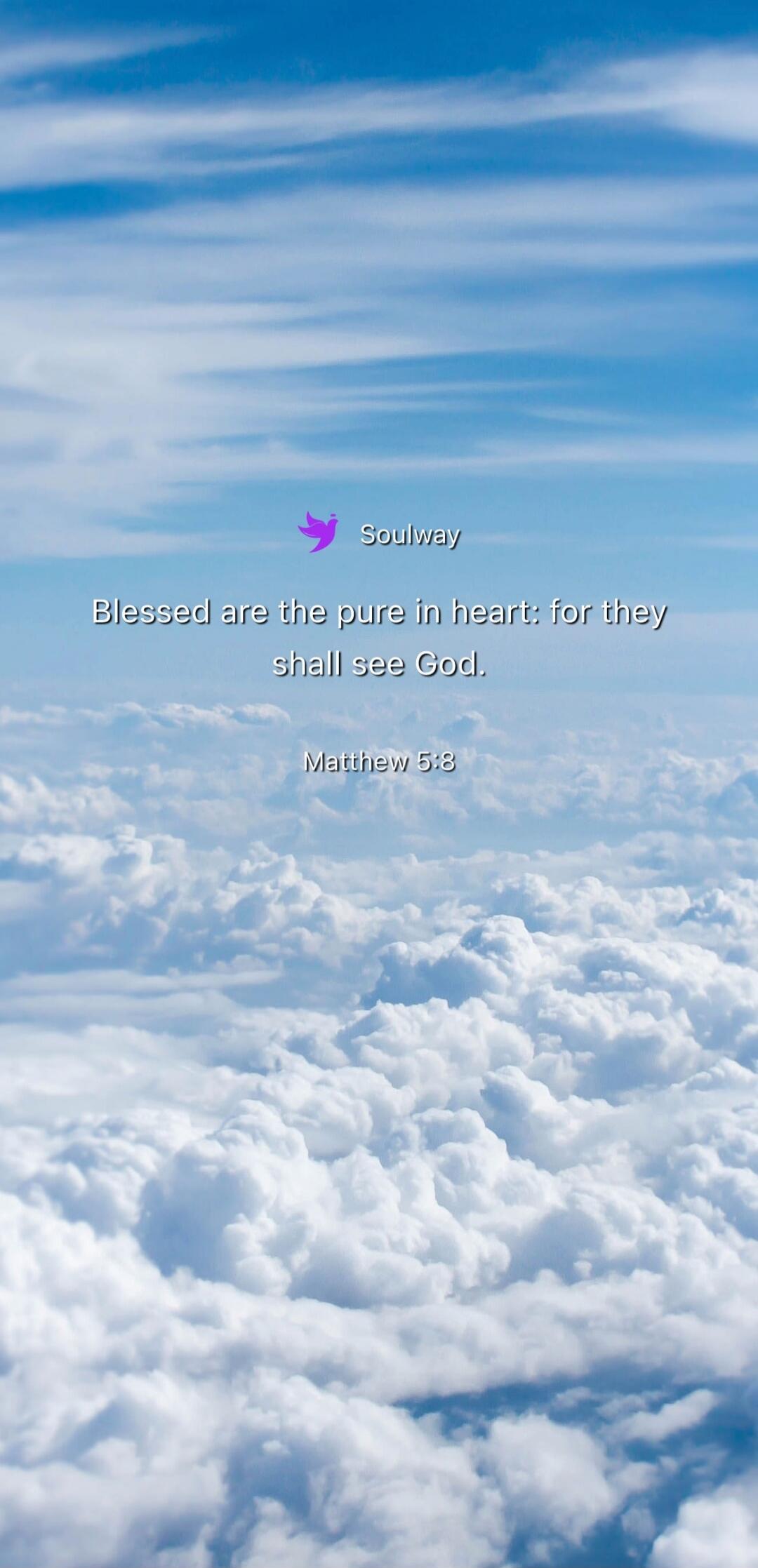 Soulway Blessed are the pure in heart: for they shall see God. Matthew 5:8