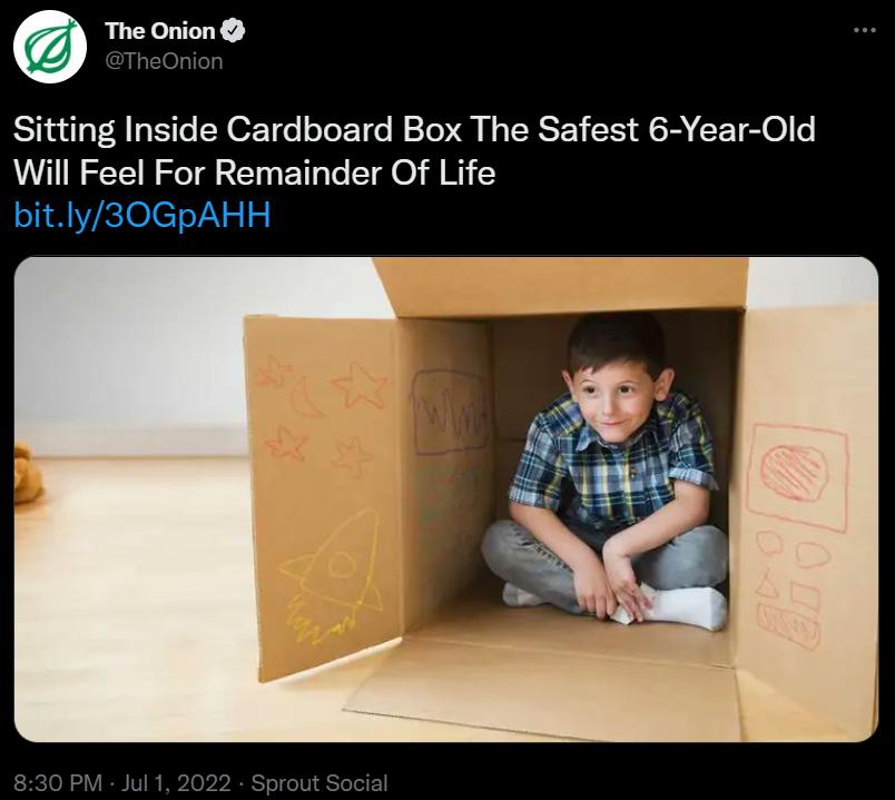 The Onion Sitting Inside Cardboard Box The Safest 6 Year Old Will Feel For Remainder Of Life bitly30GpAHH