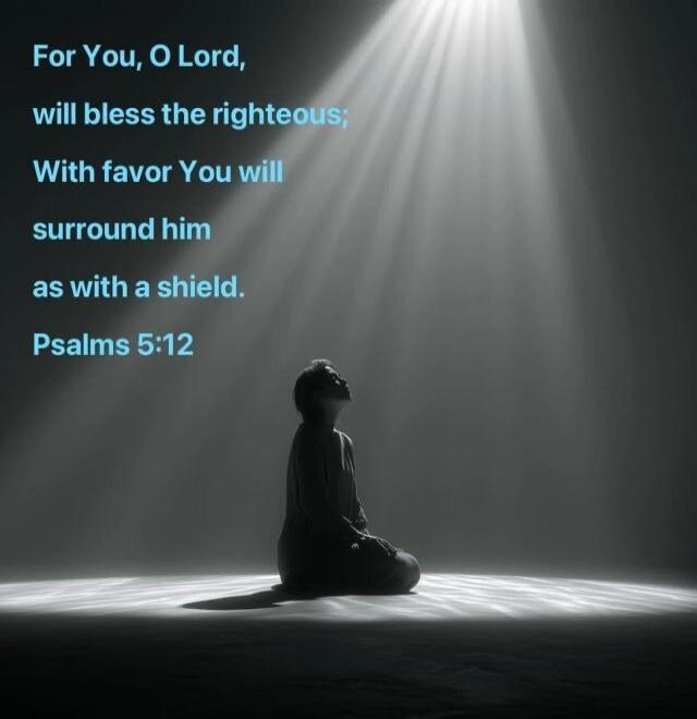 For You, O Lord, will bless the righteous; With favor You will surround him as with a shield. Psalms 5:12