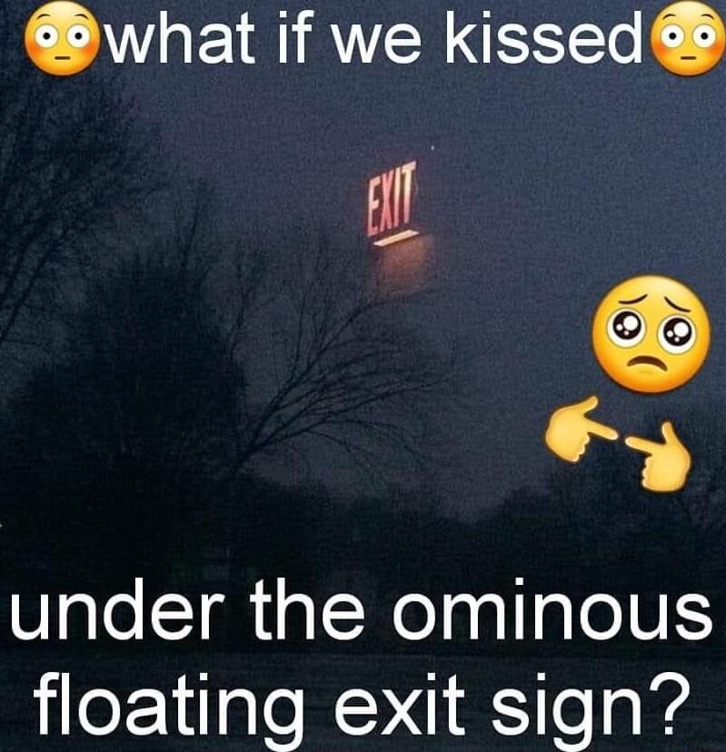 what if we kissed under the ominous floating exit sign