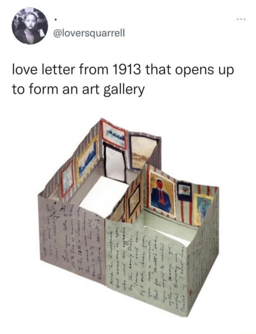 loversquarrell love letter from 1913 that opens up to form an art gallery