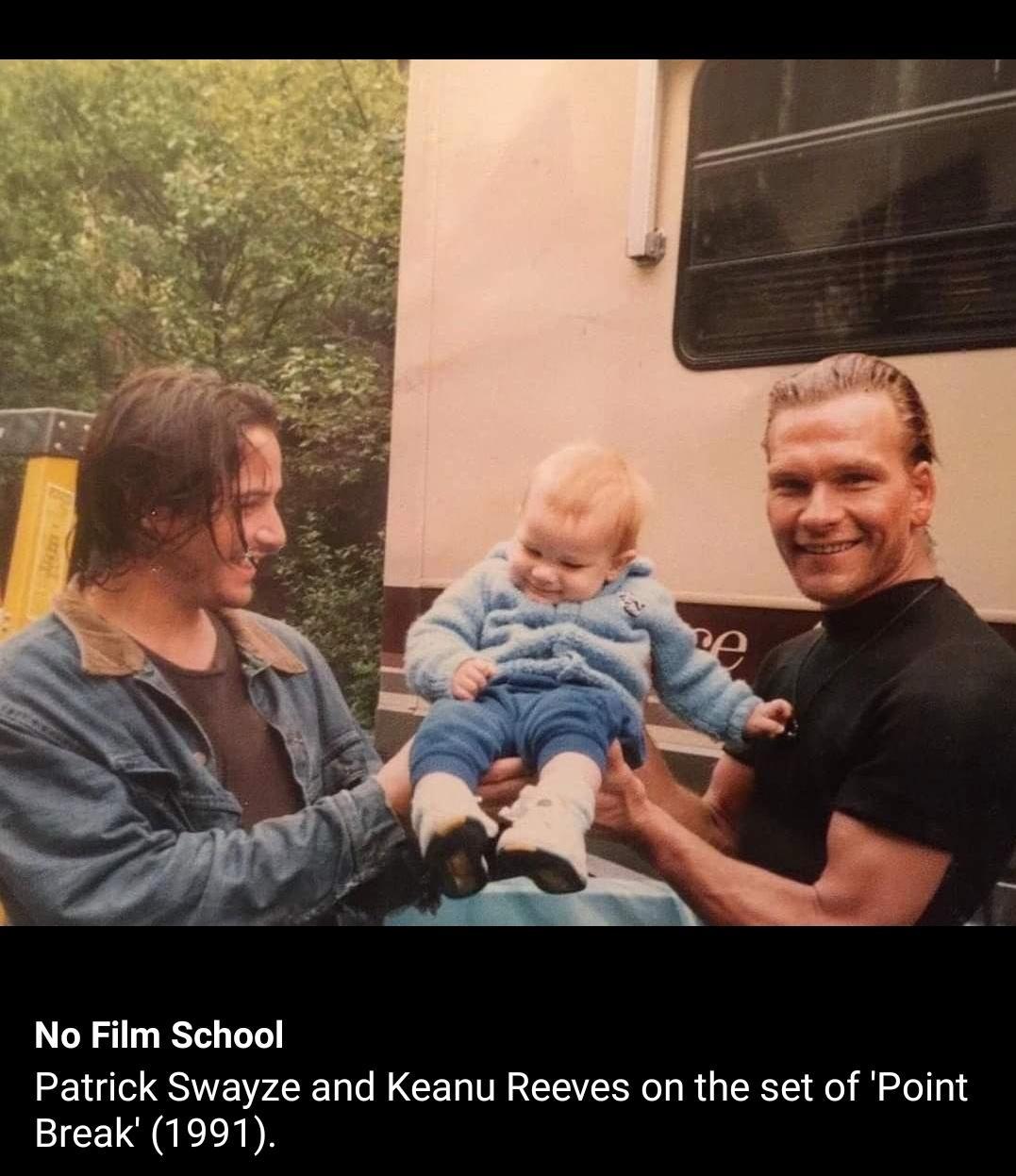 No Film School Patrick Swayze and Keanu Reeves on the set of Point Break 1991