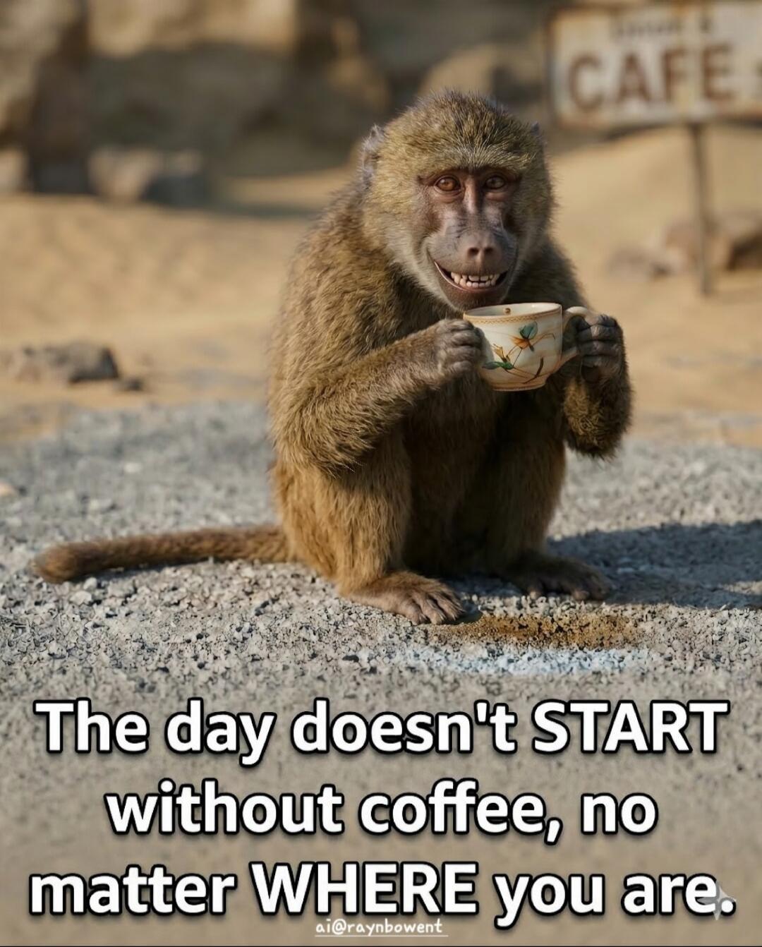 The day doesn't START without coffee, no matter WHERE you are. ai@raynbowent