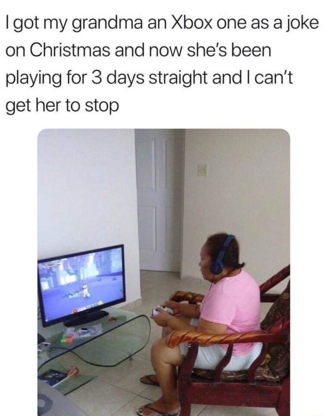 Jon Aro papichombo got my grandma an Xbox one as a joke on Christmas and now shes been playing for 3 days straight and cant get her to stop