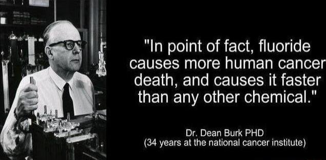 i In point of fact fluoride causes more human cancer EEIGREN NI G EN G QET TV T el T TTors Dr Dean Burk PHD 34 years at the national cancer insttute