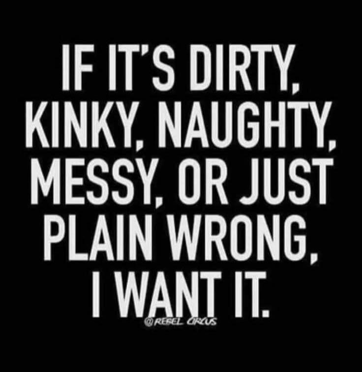 IF IT'S DIRTY, KINKY, NAUGHTY, MESSY, OR JUST PLAIN WRONG, I WANT IT.
