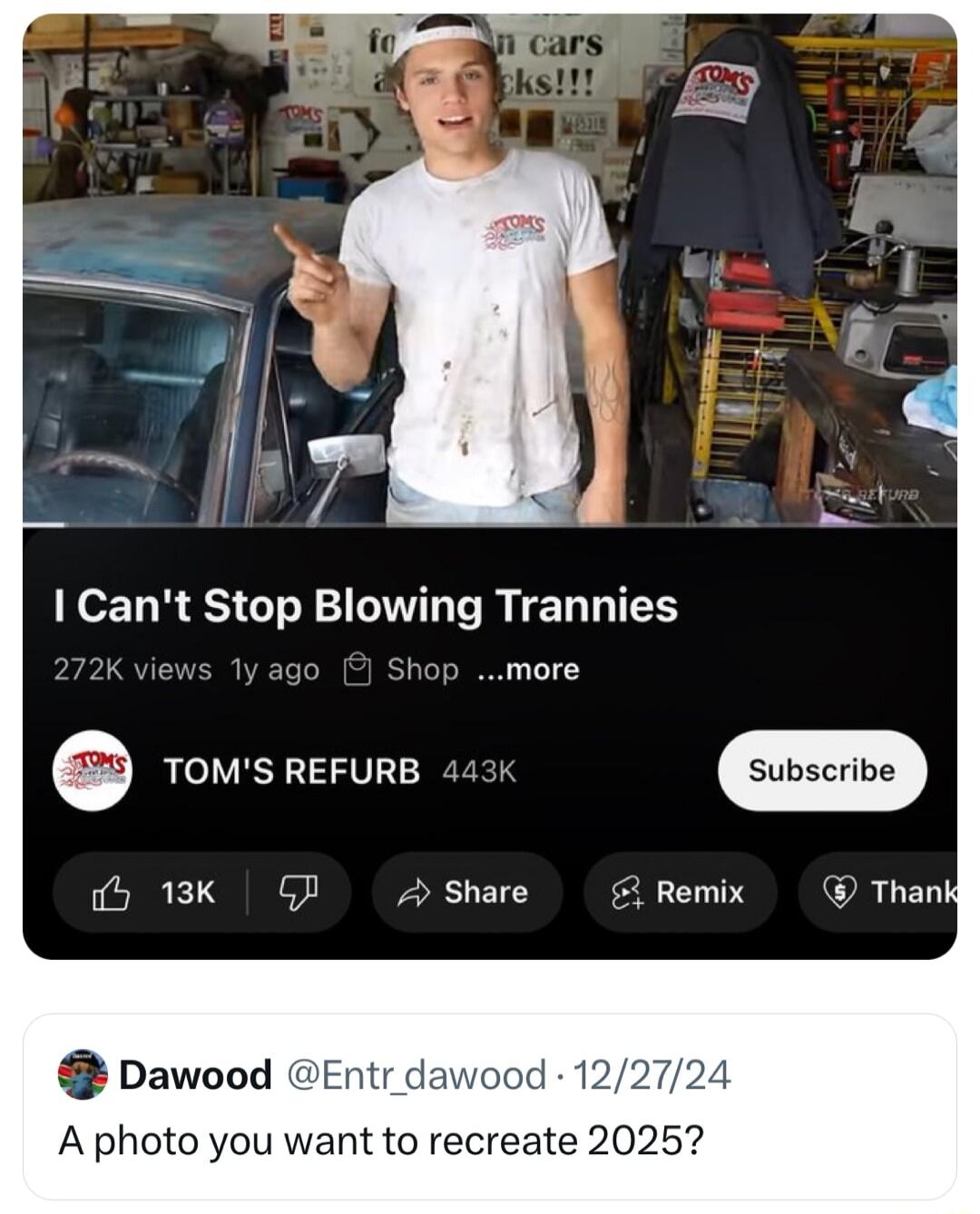 Cant Stop Blowing Trannies 1y a Shop more iy 13K QP Share Remix Dawood Entr d A photo you want to recreate 20257