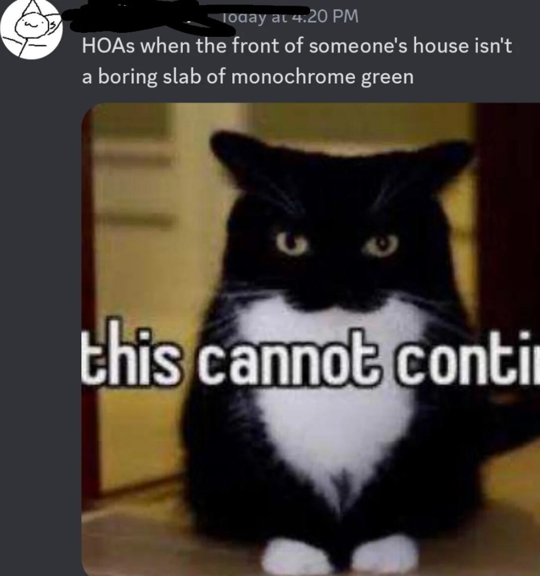 1oaayat20 PM HOASs when the front of someones house isnt a boring slab of monochrome green thiscannoEcontil