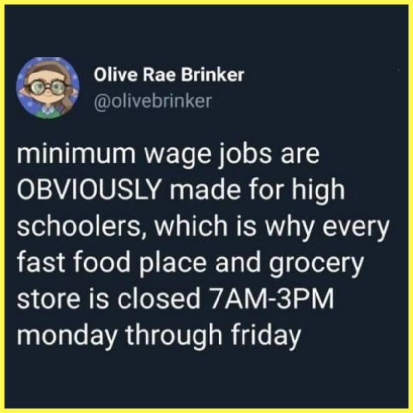 Olive Rae Brinker olivebrinker minimum wage jobs are O1SAVAO1UA A 1 T ol eg Yol aToTo TSI o1 ol s WERNY o ALVT o fast food place and grocery Y o Rl 11Te WAV RS Y monday through friday