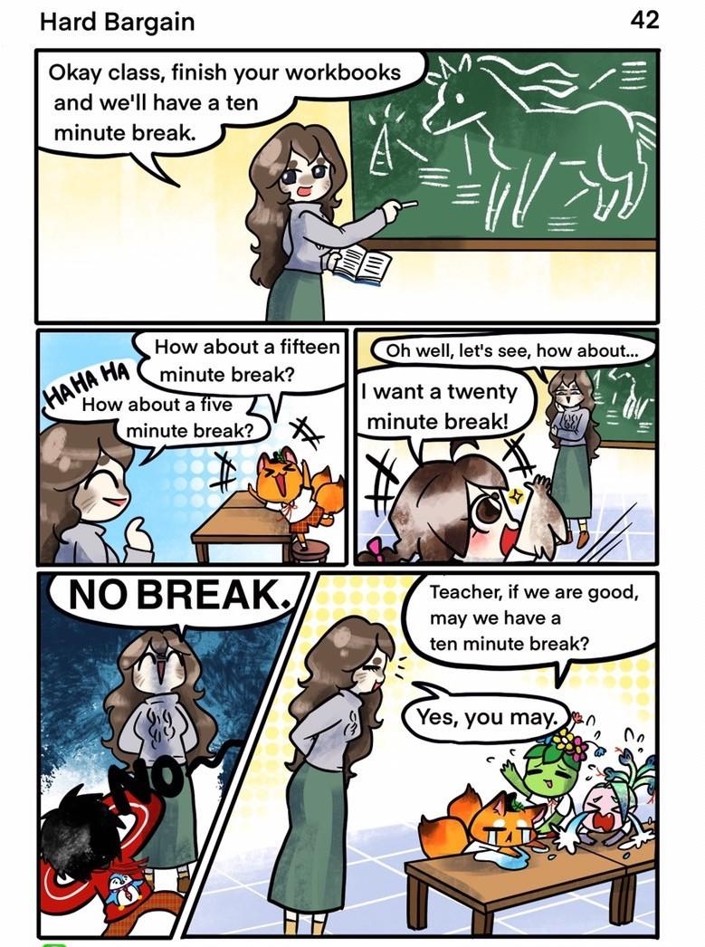 Hard Bargain e aouta oo Goh el et e bow aboiid N minute break IR want a twenty minute break How sboursTve Teacher if we are good may we have a ten minute break Pine Grove School inatiffy