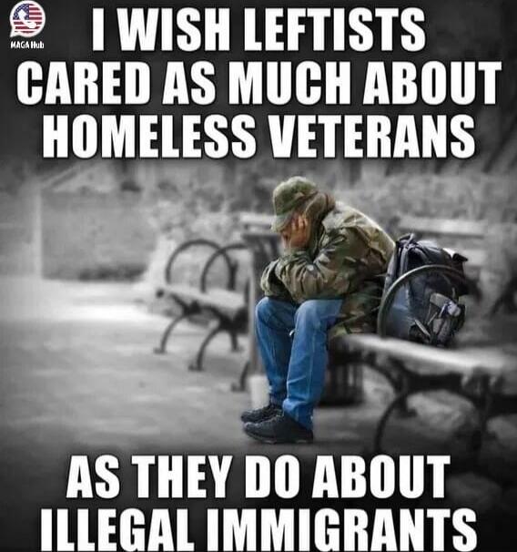 I WISH LEFTISTS CARED AS MUCH ABOUT HOMELESS VETERANS AS THEY DO ABOUT ILLEGAL IMMIGRANTS