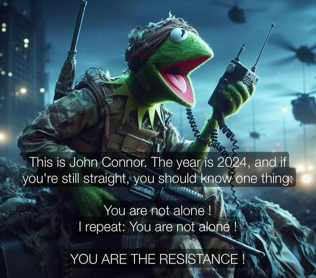 v Ths is John Connor The year is ZOW you re still straight you shoud You are not alone repeat You are not RN YOU ARE THE RESISTANCE L Q